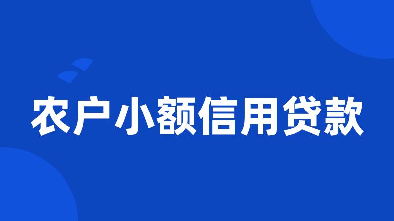 农户小额信用贷款