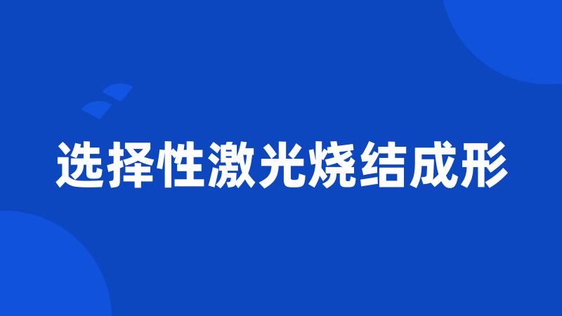 选择性激光烧结成形