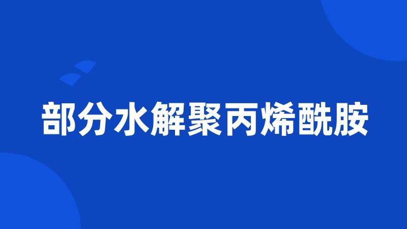 部分水解聚丙烯酰胺