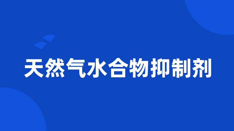 天然气水合物抑制剂