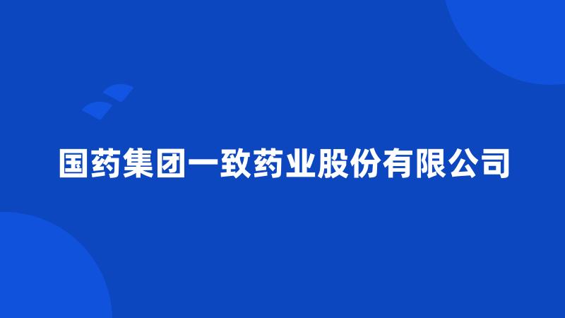 国药集团一致药业股份有限公司