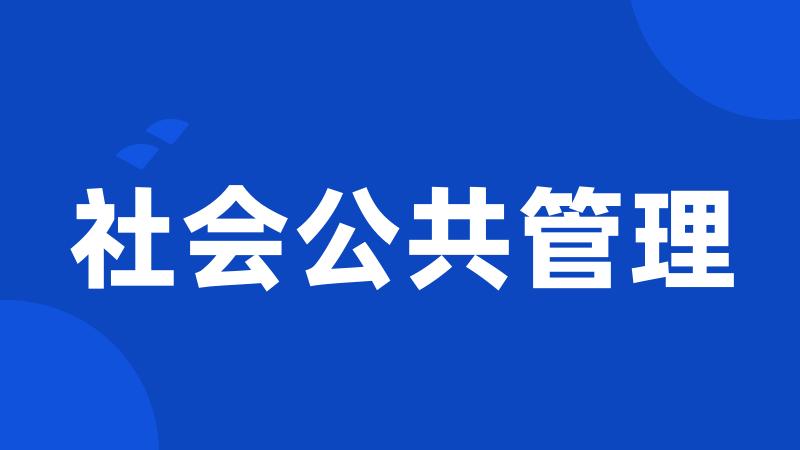 社会公共管理