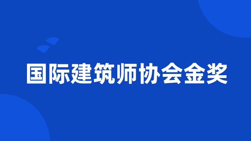 国际建筑师协会金奖