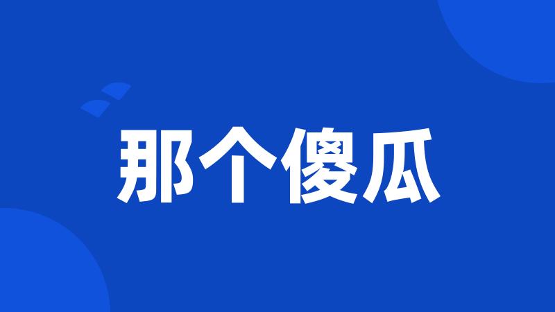 那个傻瓜