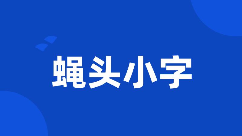 蝇头小字