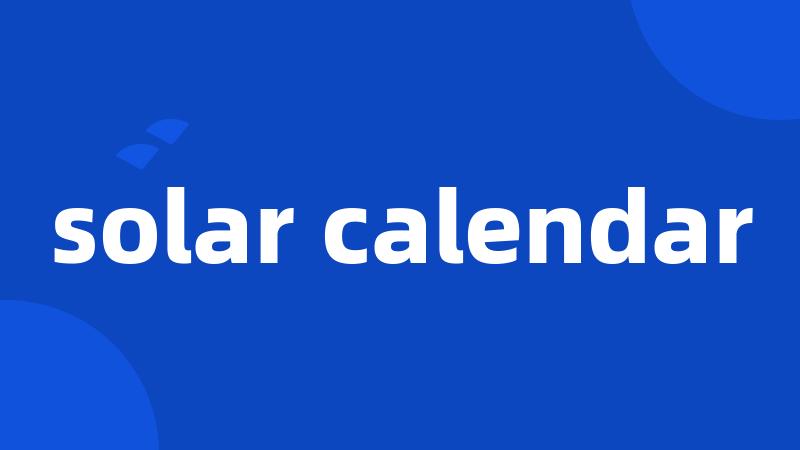 solar calendar
