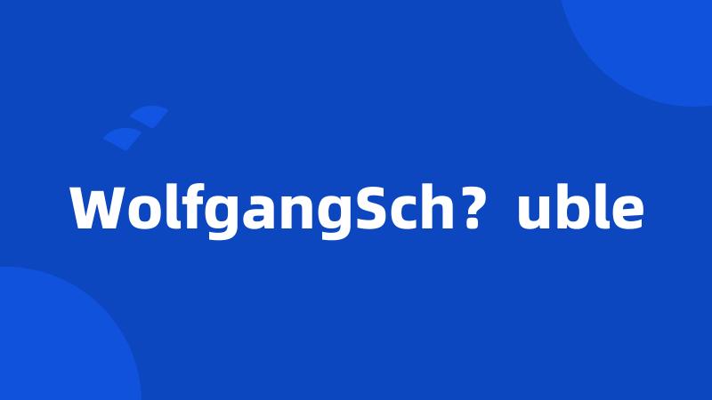 WolfgangSch？uble
