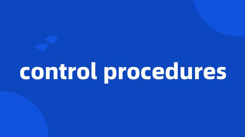 control procedures