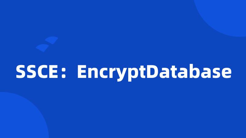 SSCE：EncryptDatabase
