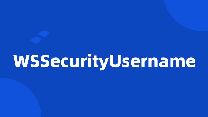 WSSecurityUsername