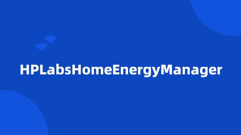 HPLabsHomeEnergyManager