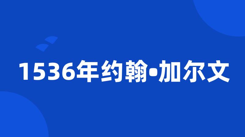 1536年约翰•加尔文