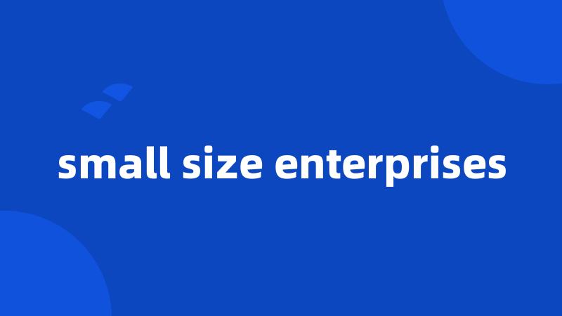 small size enterprises