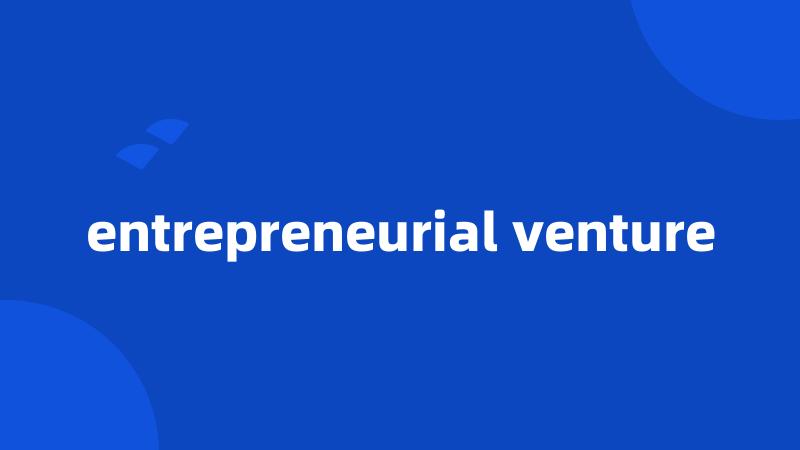 entrepreneurial venture