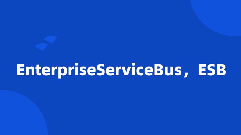 EnterpriseServiceBus，ESB