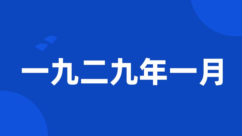 一九二九年一月