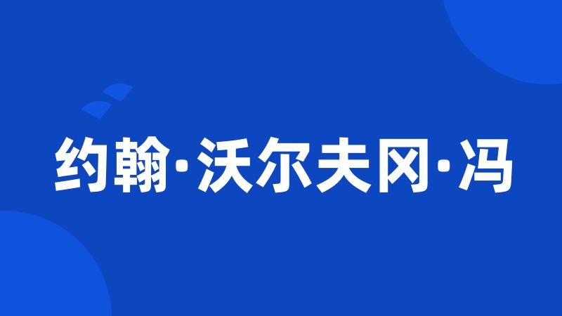 约翰·沃尔夫冈·冯