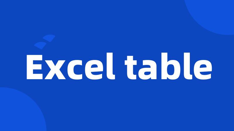 Excel table