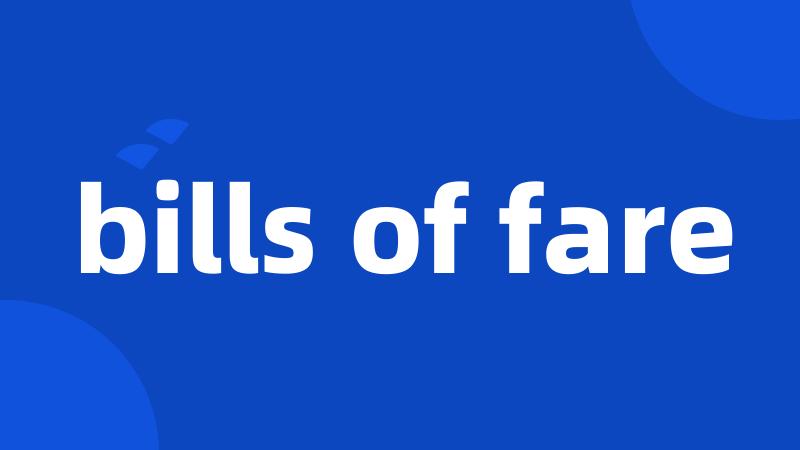 bills of fare