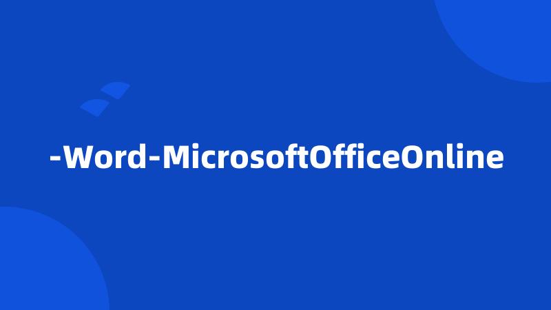 -Word-MicrosoftOfficeOnline