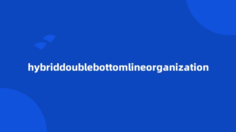 hybriddoublebottomlineorganization