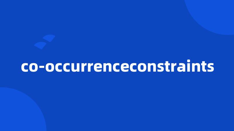co-occurrenceconstraints