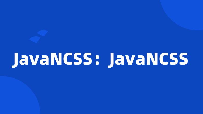 JavaNCSS：JavaNCSS