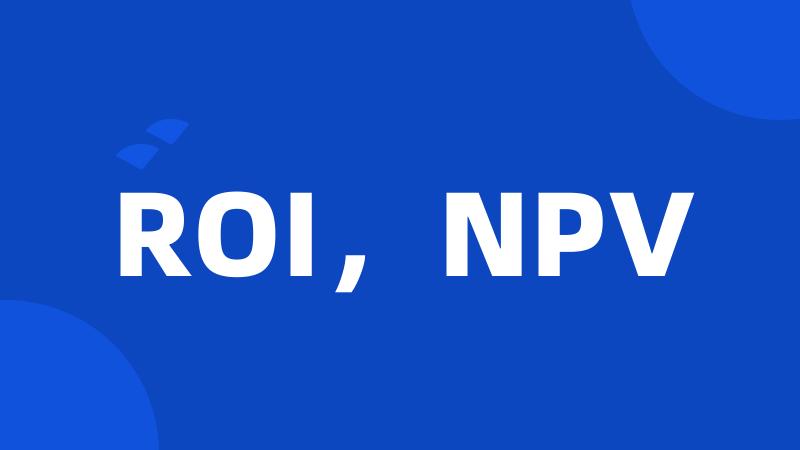 ROI，NPV