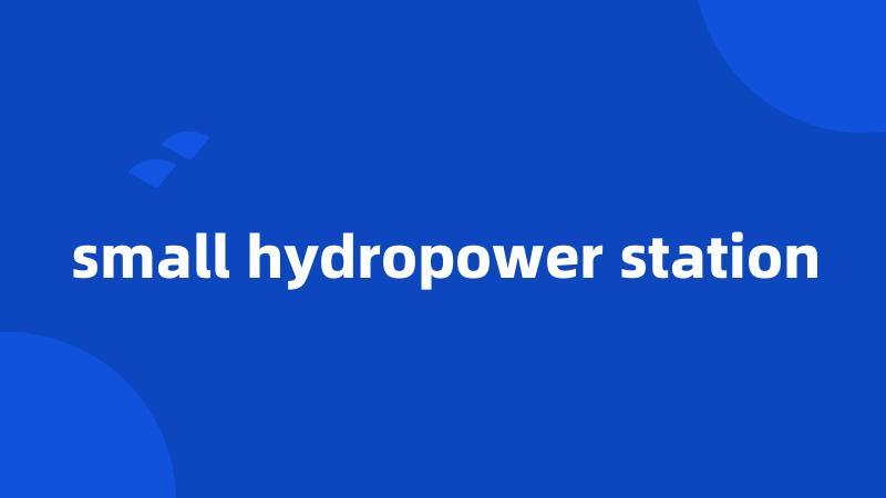 small hydropower station