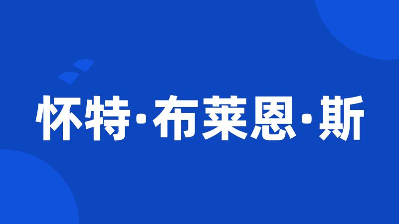 怀特·布莱恩·斯