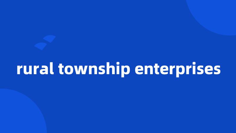 rural township enterprises