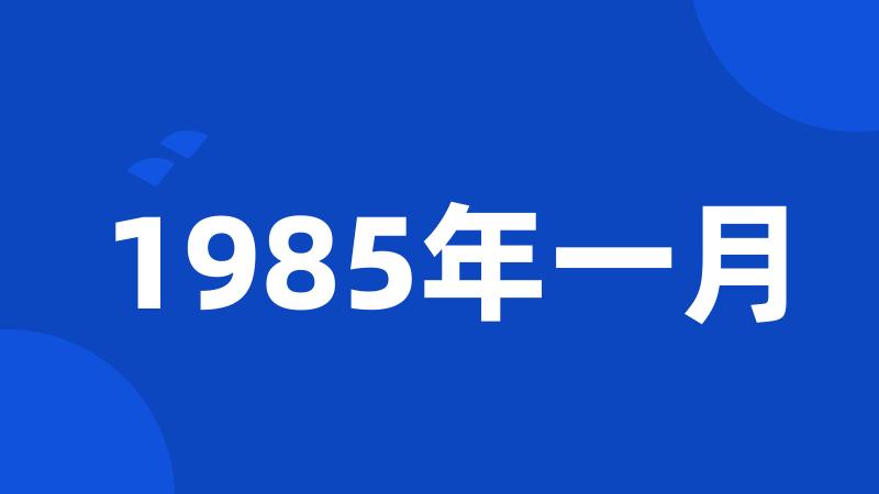 1985年一月