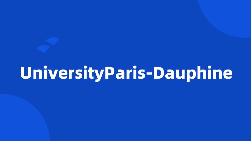 UniversityParis-Dauphine