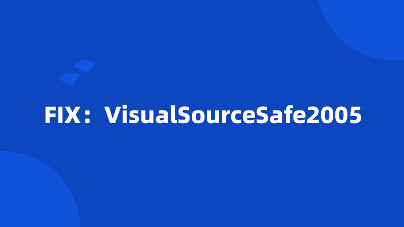 FIX：VisualSourceSafe2005