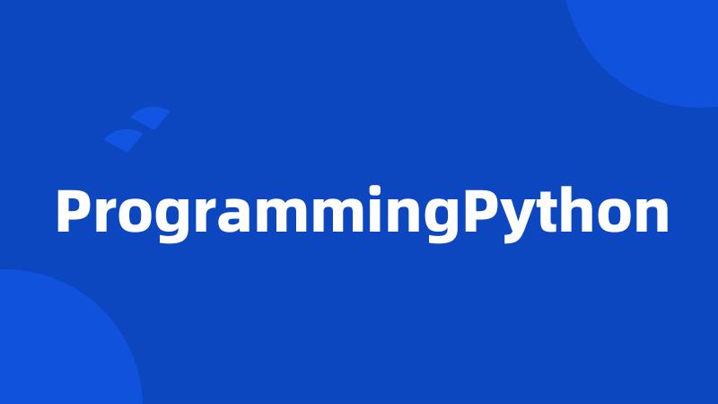 ProgrammingPython