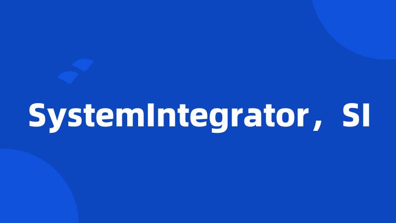 SystemIntegrator，SI