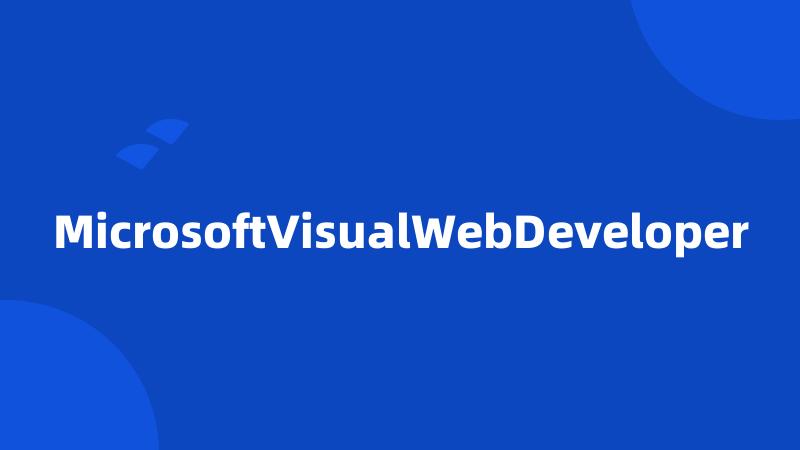 MicrosoftVisualWebDeveloper