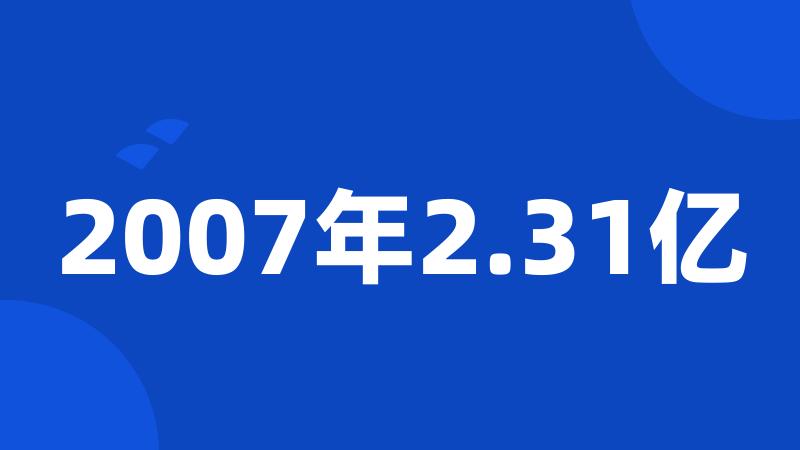 2007年2.31亿