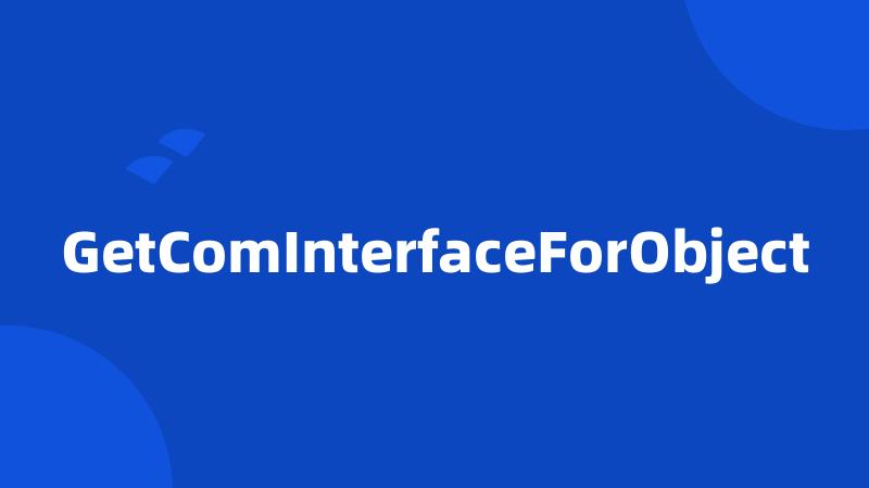 GetComInterfaceForObject