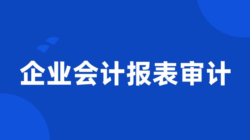 企业会计报表审计