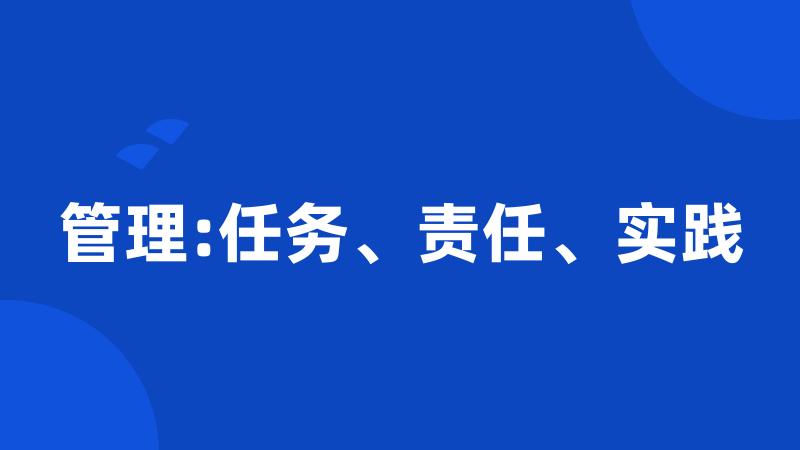 管理:任务、责任、实践