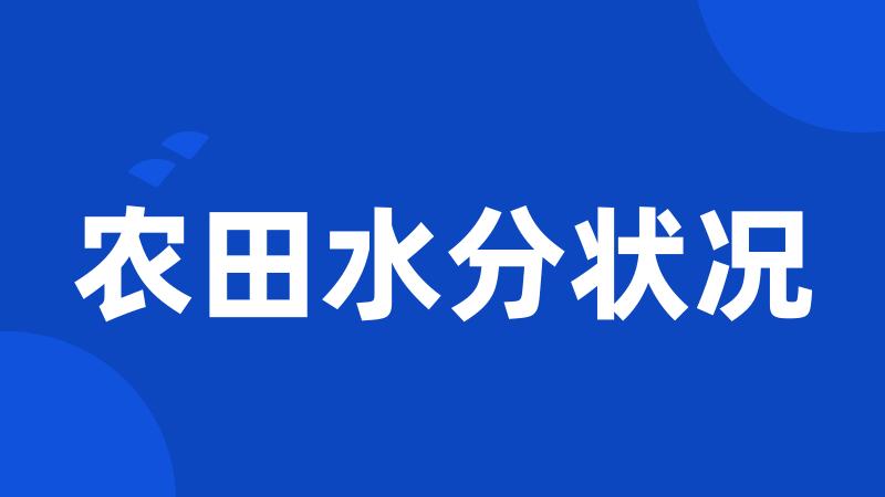 农田水分状况