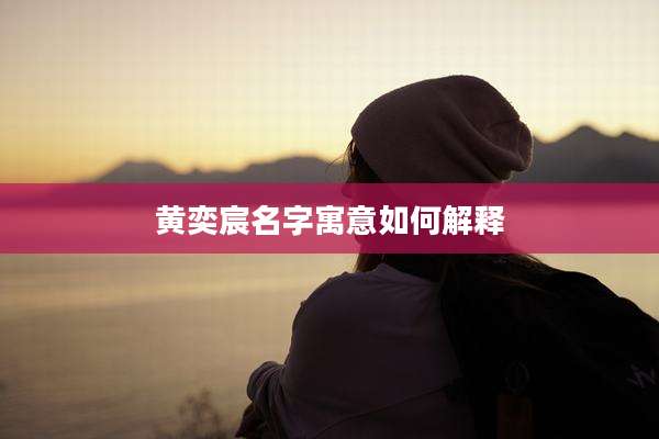 黄奕宸名字寓意如何解释
