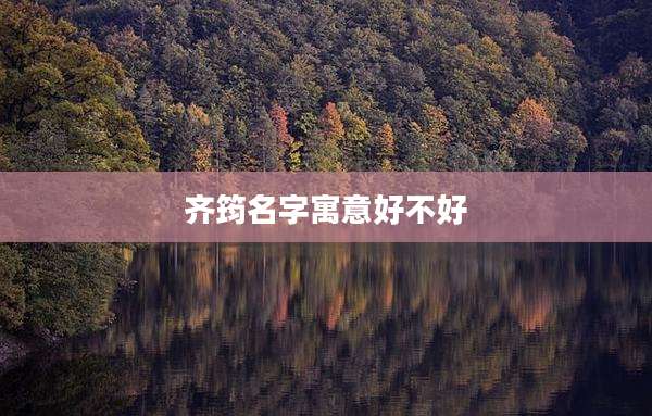 齐筠名字寓意好不好