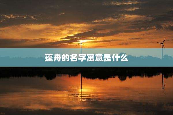 蓬舟的名字寓意是什么