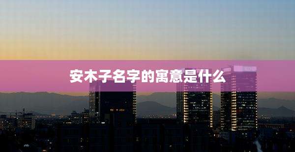 安木子名字的寓意是什么