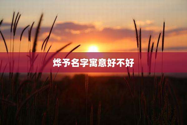 烨予名字寓意好不好