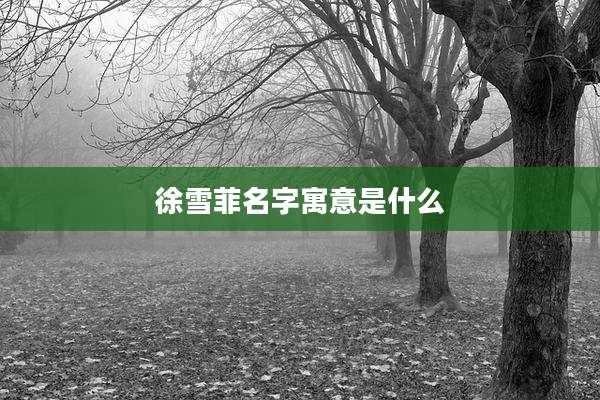 徐雪菲名字寓意是什么