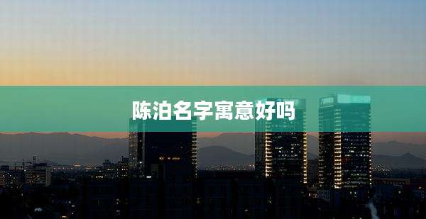 陈泊名字寓意好吗