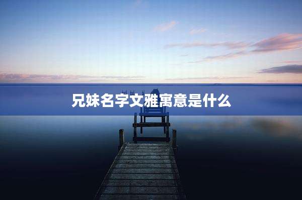 兄妹名字文雅寓意是什么